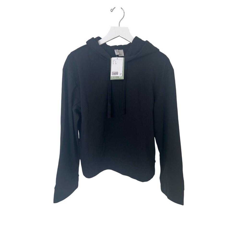 H&M Wide Sleeve Hoodie Black Soft Jersey Cotton Blend